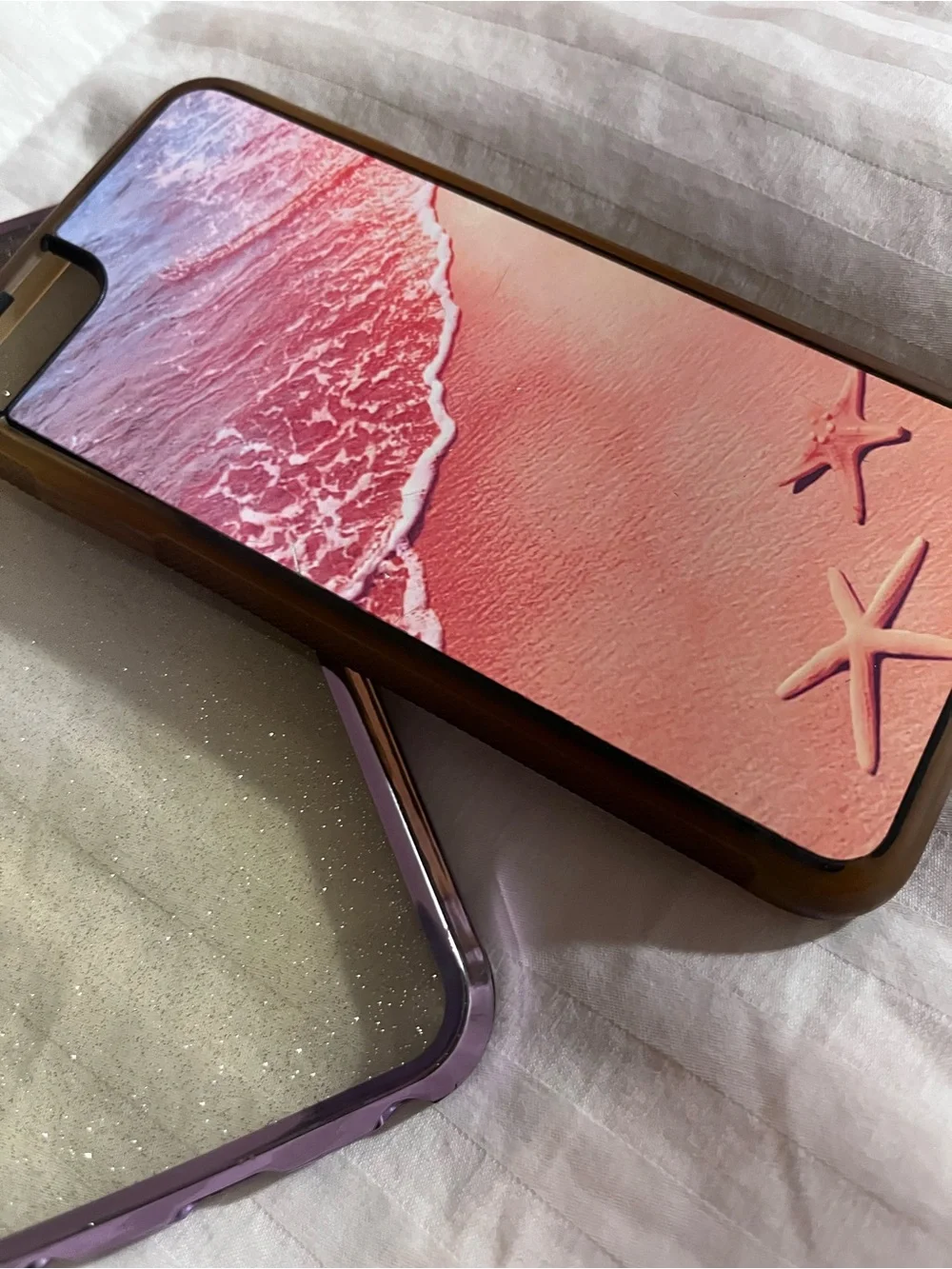 Rose Gold Glitter Phone Case and Pink Beach Phone Case - Unbranded